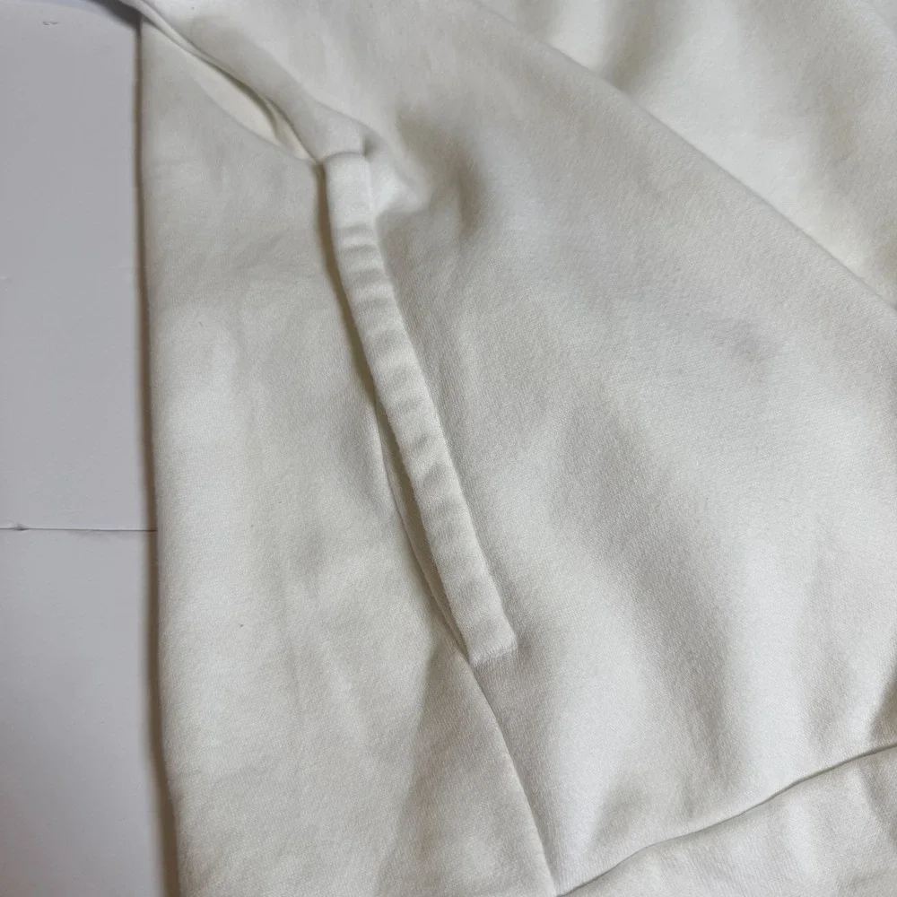 Adidas Hoodie Unisex Small White Fleece Lined Logo 3 Stripes Pullover Athleisure